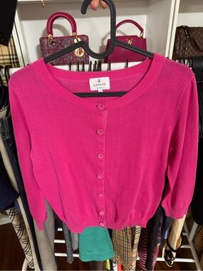 Lanvin Bright Fuchsia Button-Front Knit Cardigan